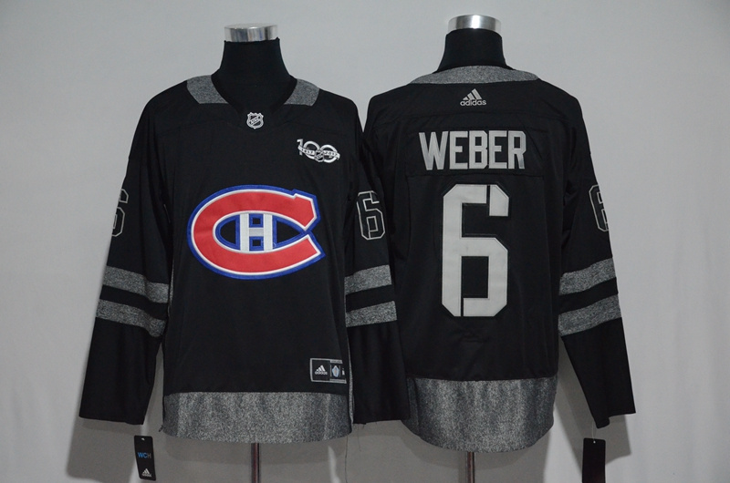 NHL Montreal Canadiens #6 Weber Black 1917-2017 100th Anniversary Stitched Jersey->->NHL Jersey